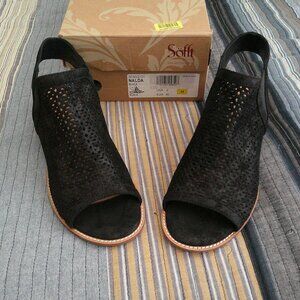 Sofft Sandals Womens 9 M Nalda Casual Open Toe Slingback Black Leather NEW